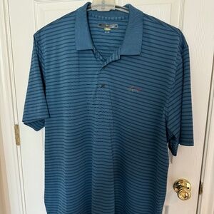 New NWOT Never Used Mens Greg Norman Polo Play Dry Blue PinStripe XXXL